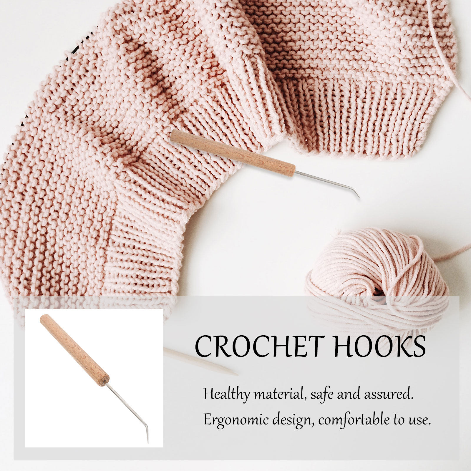 Wooden Crochet Hooks Ergonomic Handle - Haczyki do robótek na drutach z
