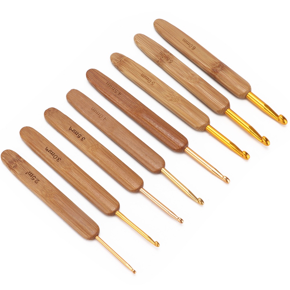 Wooden Crochet Hooks Ergonomic Handle - 8 sztuk, zestaw haczyków do szydełkowania