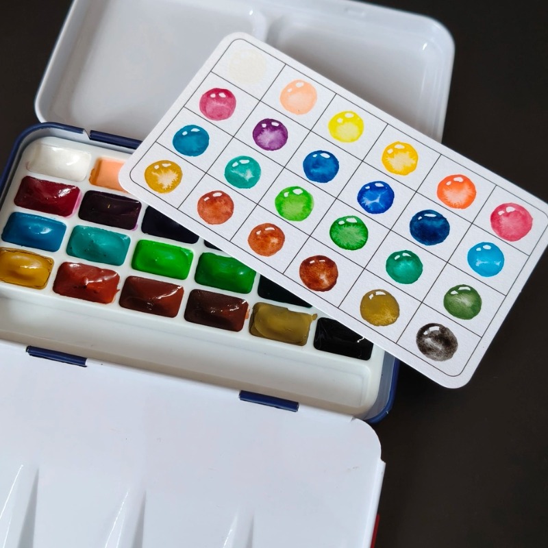 Zestaw 24 kolorowych, stałych  – Watercolor Paint Set Solid Pigment recenzja i cena
