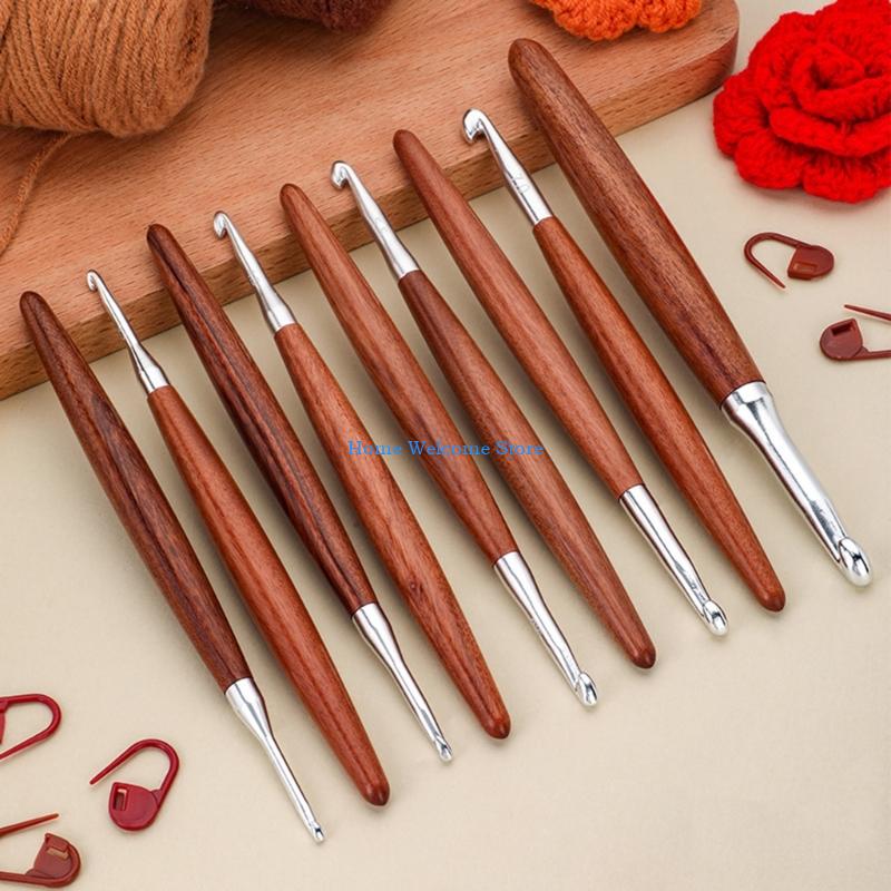 F68E 8 szt. Szydełko z drewnia – Wooden Crochet Hooks Ergonomic Handle recenzja i cena